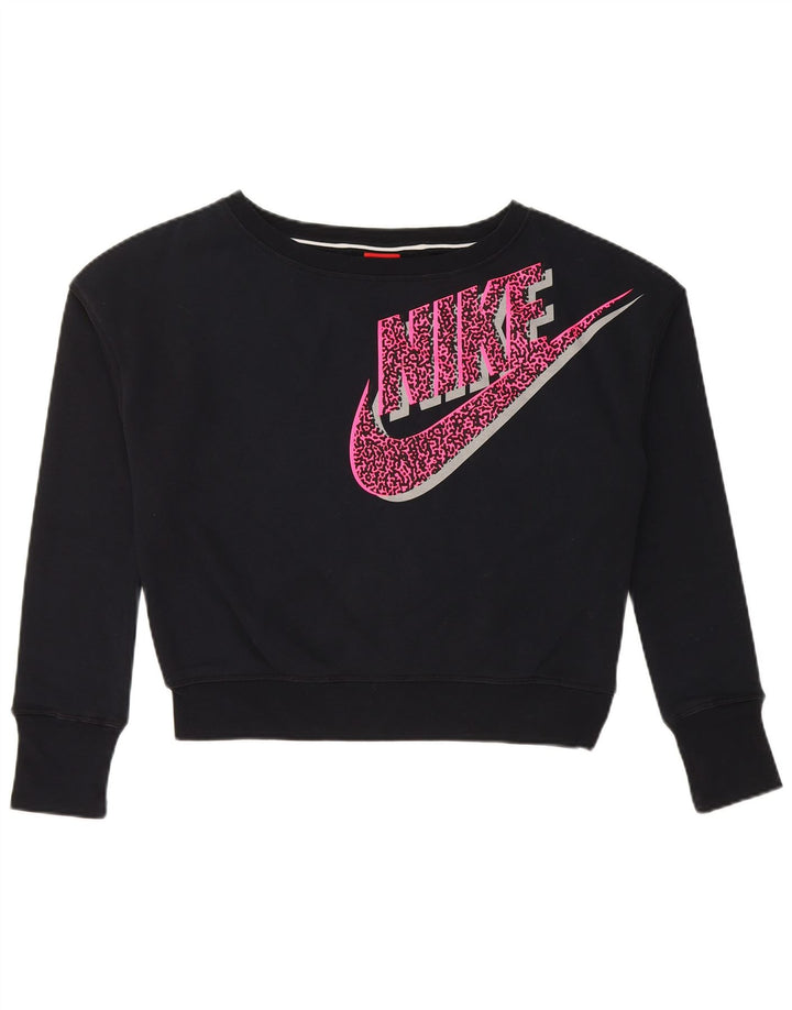 NIKE Sudadera con gráfico corto para niñas 13-14 años XL Algodón negro