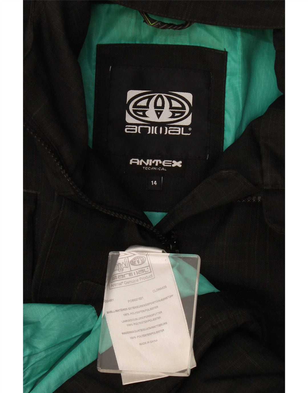 Chaqueta cortavientos con capucha para mujer Animal UK 44 Grande Poliéster a cuadros negros