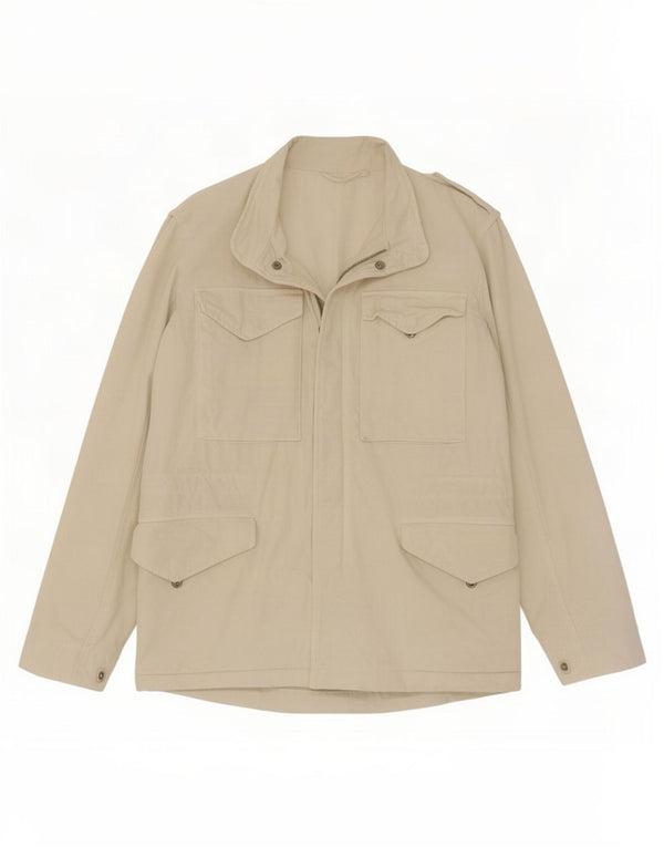 Zara Mens Utility Jacket UK 36 Small Beige Algodón
