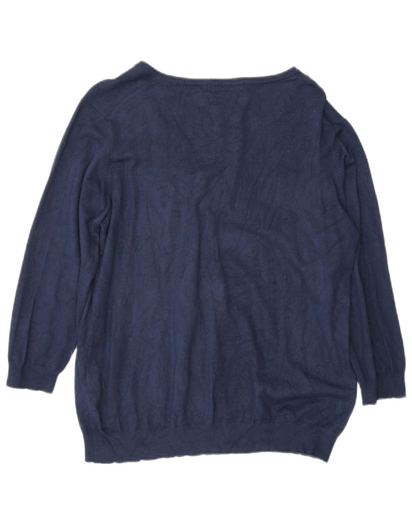 Marks & Spencer Jersey con Cuello en V para Mujer UK 40 XL Viscosa Azul Marino