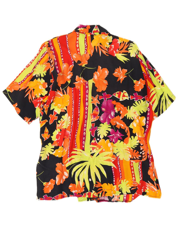 Vintage mujer manga corta camisa blusa Reino Unido 18 XL multicolor floral