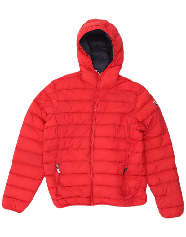 FILA Chaqueta acolchada con capucha para hombre UK 38 Poliéster rojo mediano