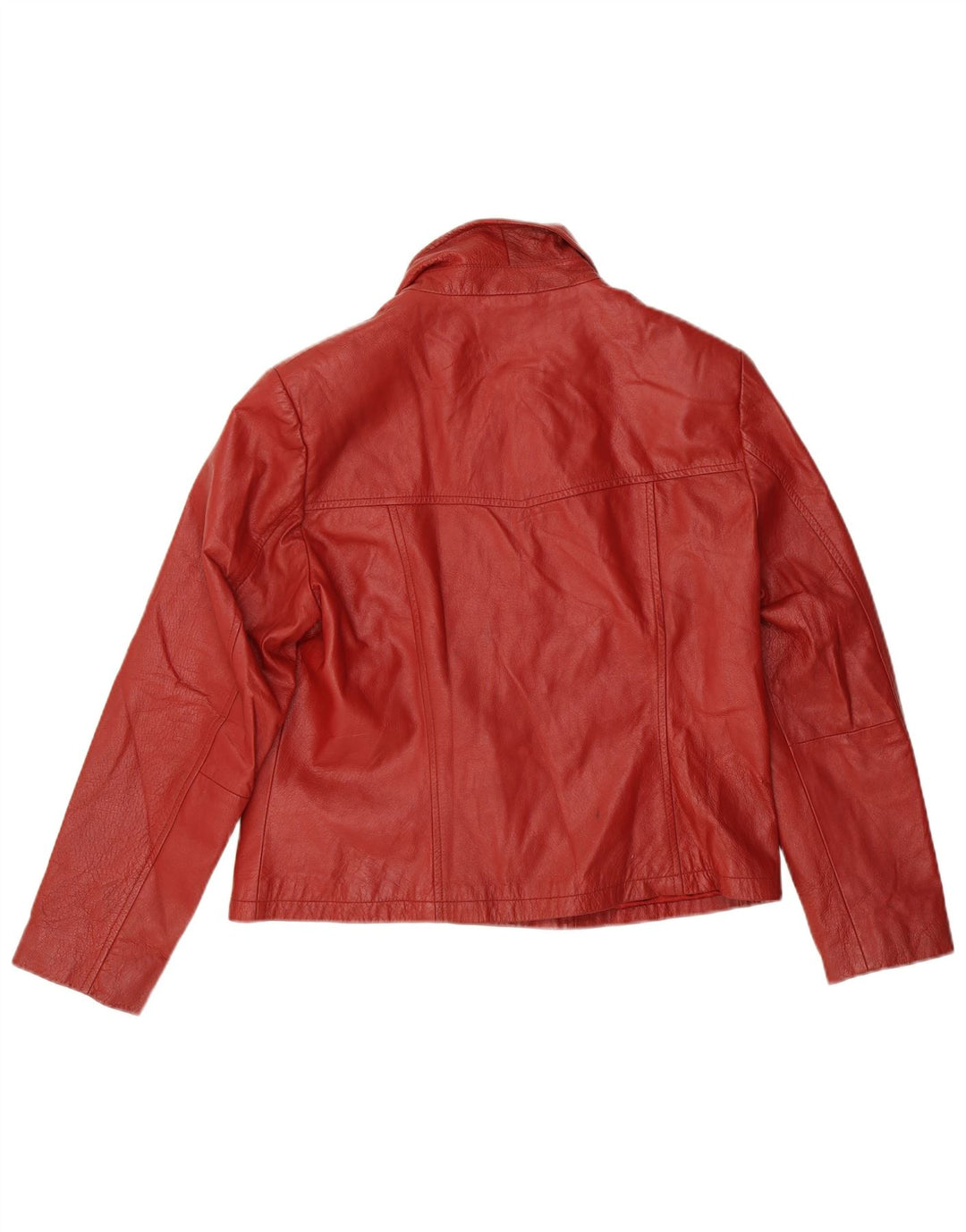 Vintage mujer cuero 4 botones Blazer chaqueta IT 44 cuero rojo medio