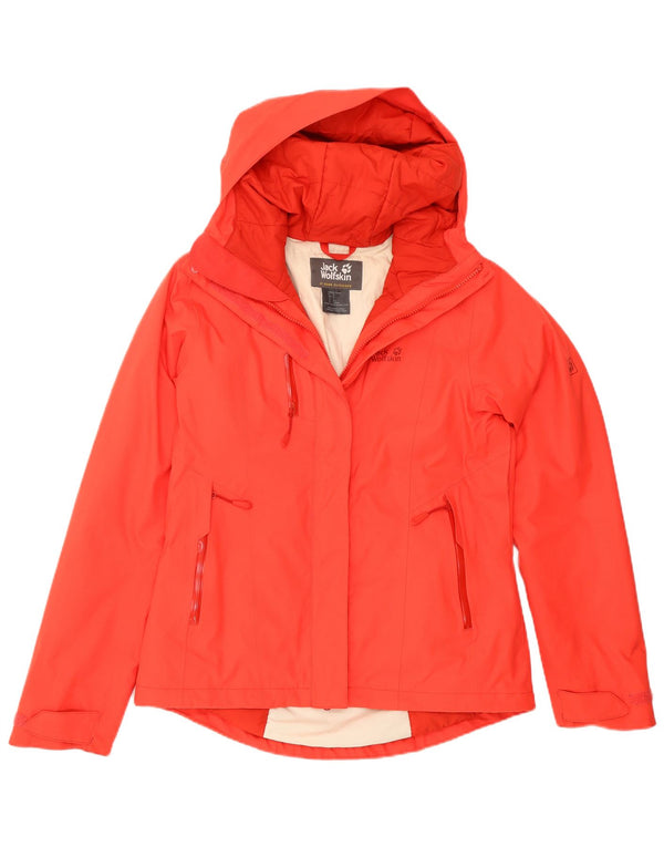 Jack Wolfskin Chaqueta impermeable con capucha de gran tamaño para mujer UK 8/10 Small Red