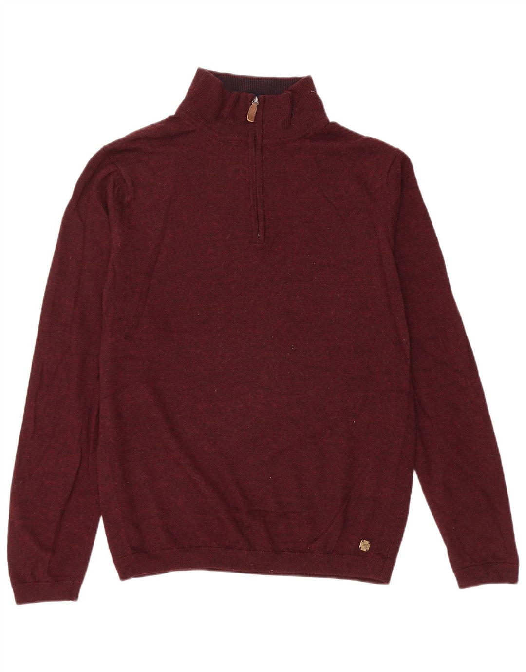 Jersey con cuello y cremallera para hombre de White Stuff, talla grande, de lana granate