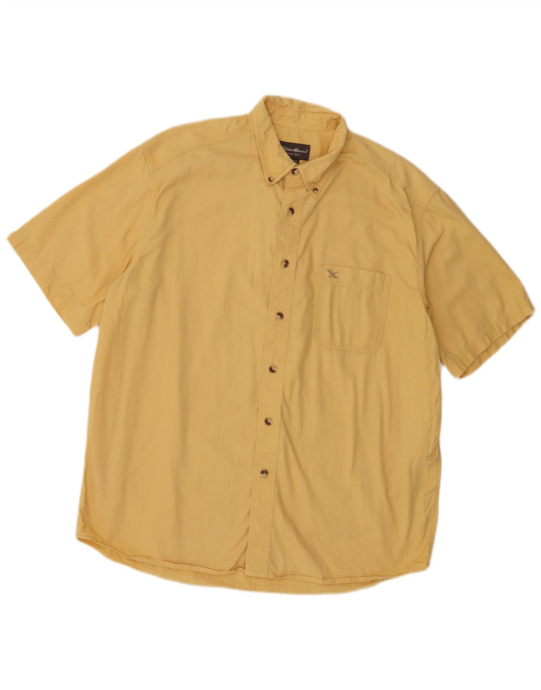 Eddie Bauer Camisa de manga corta para hombre de algodón amarillo grande