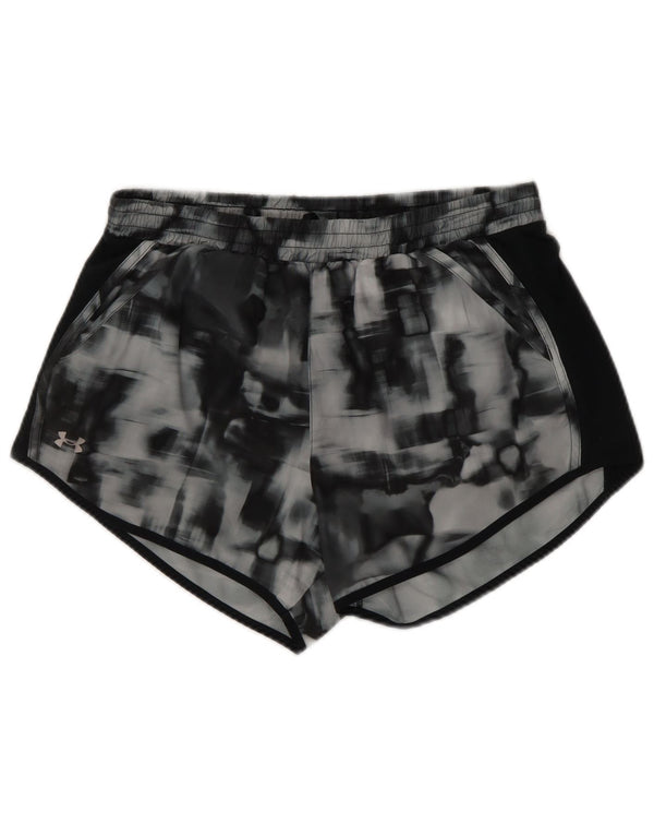 UNDER ARMOUR Womens Sport Shorts UK 14 Medium Grey Tie Dye