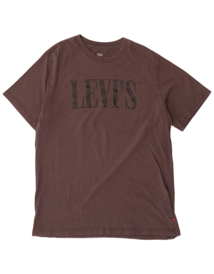 Levi's Camiseta con gráfico relajado para hombre Top grande de algodón gris