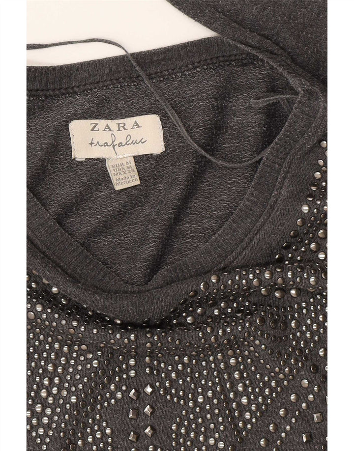Zara Mujer Trafaluc Sudadera Jumper UK 44 Gris Medio