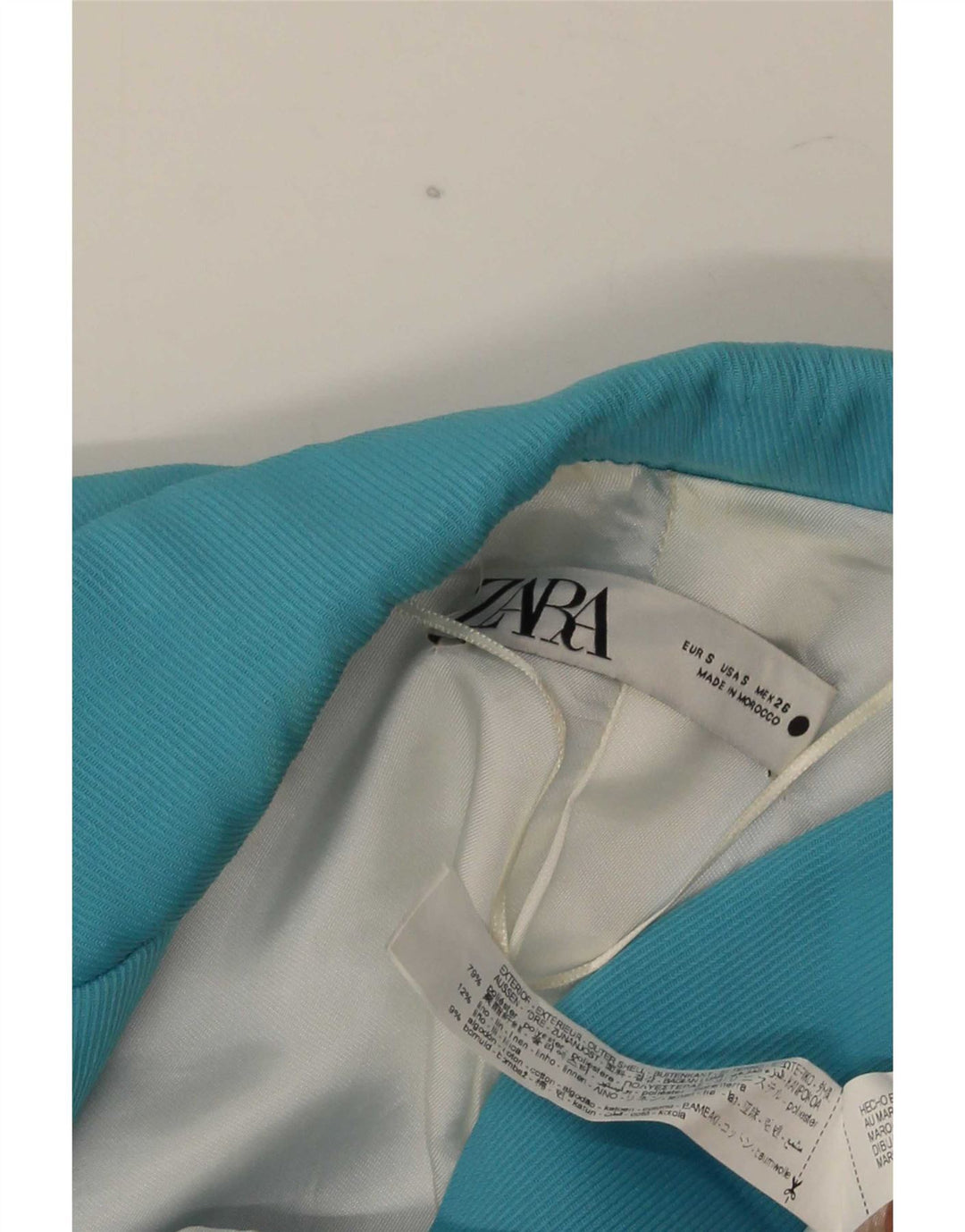 Zara Mujer Chaqueta Blazer De Doble Botonadura UK 10 Small Poliéster Azul