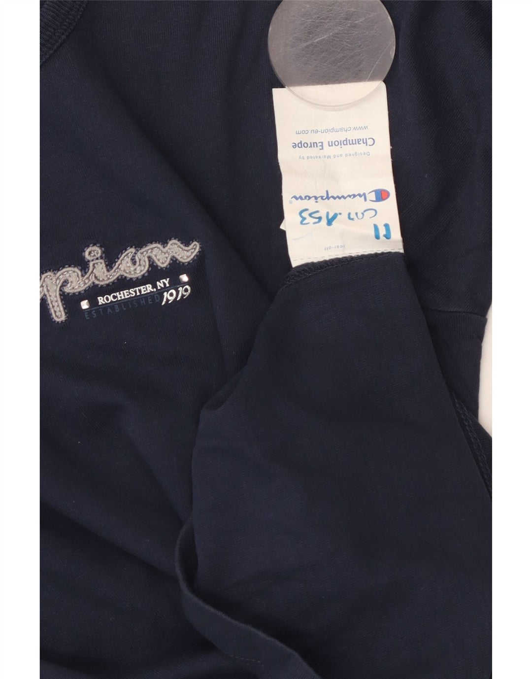 CHAMPION Camiseta de mujer de manga larga UK 8 Small Azul marino Algodón