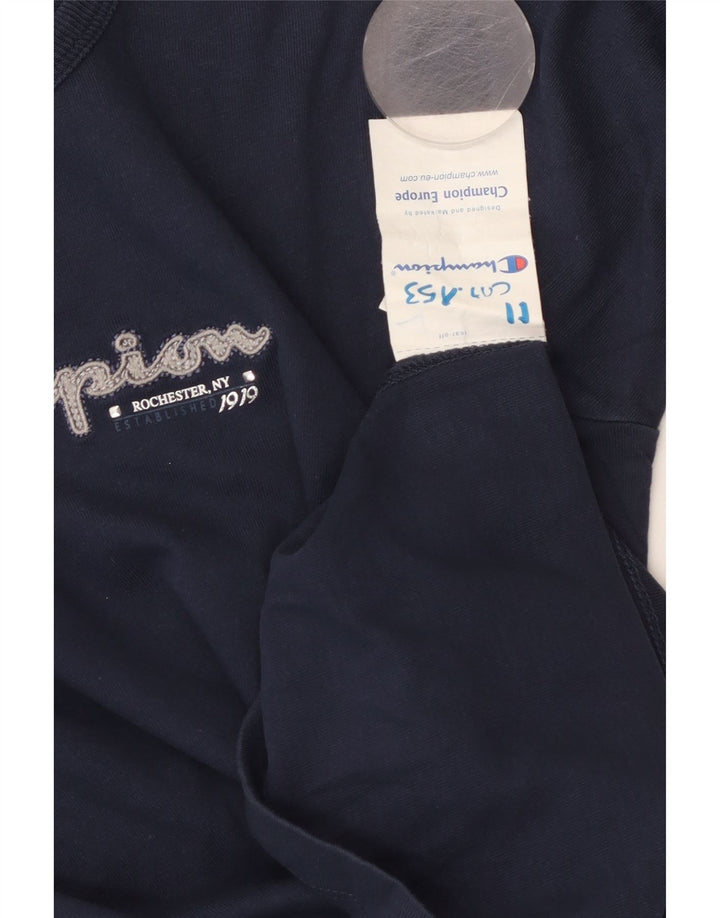 CHAMPION Camiseta de mujer de manga larga UK 8 Small Azul marino Algodón