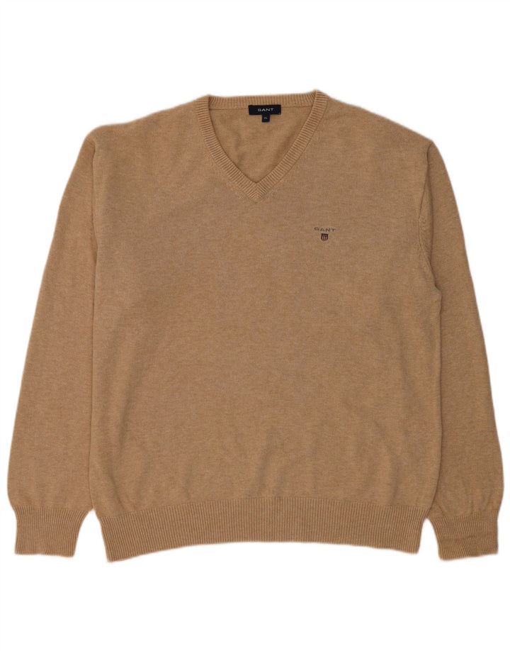 GANT Jersey con Cuello en V para Hombre XL Beige Algodón