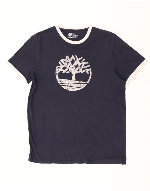 Timberland Camiseta gráfica de ajuste regular para hombre Top grande de algodón azul marino