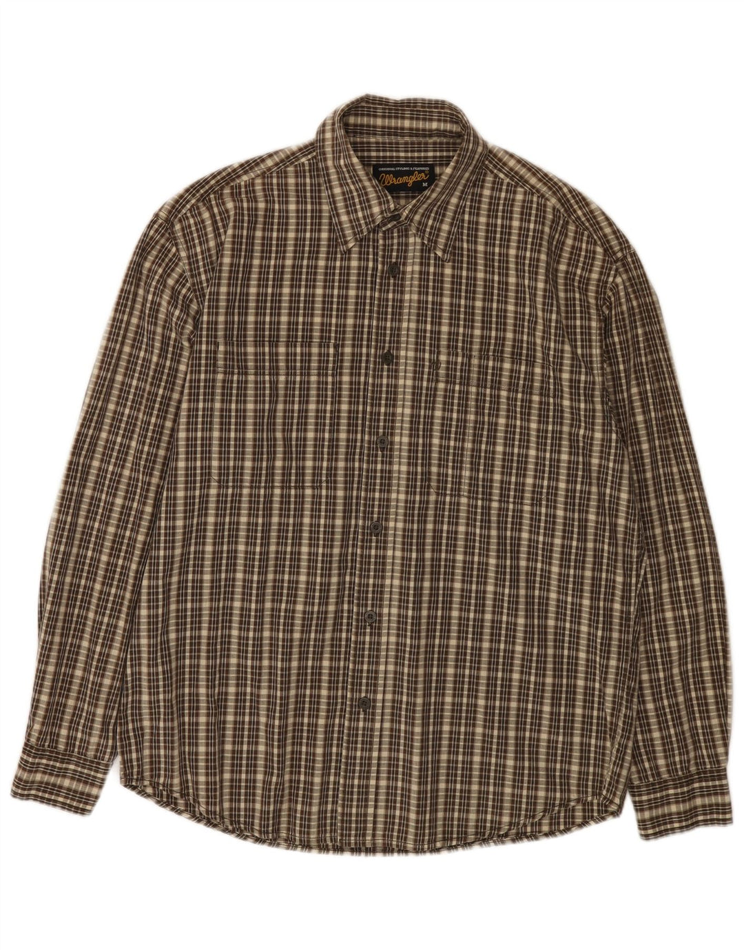 WRANGLER Camisa de franela para hombre Algodón a cuadros marrón medio
