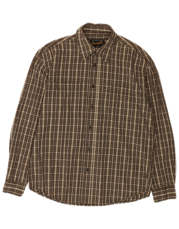 WRANGLER Camisa de franela para hombre Algodón a cuadros marrón medio
