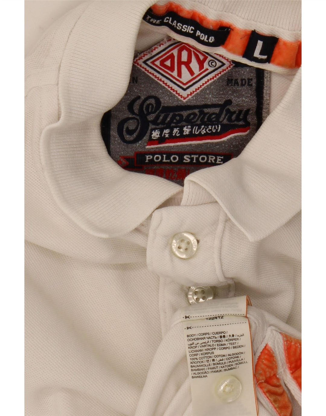 Superdry Polo para hombre de algodón blanco grande