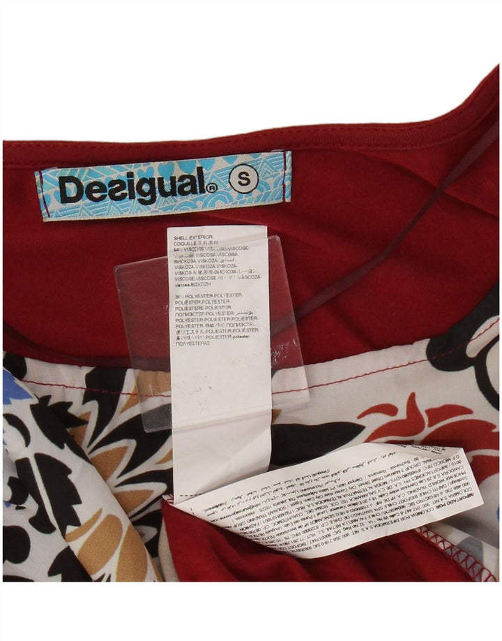 Desigual Blusa para mujer Top UK 10 Small Red Floral Viscosa