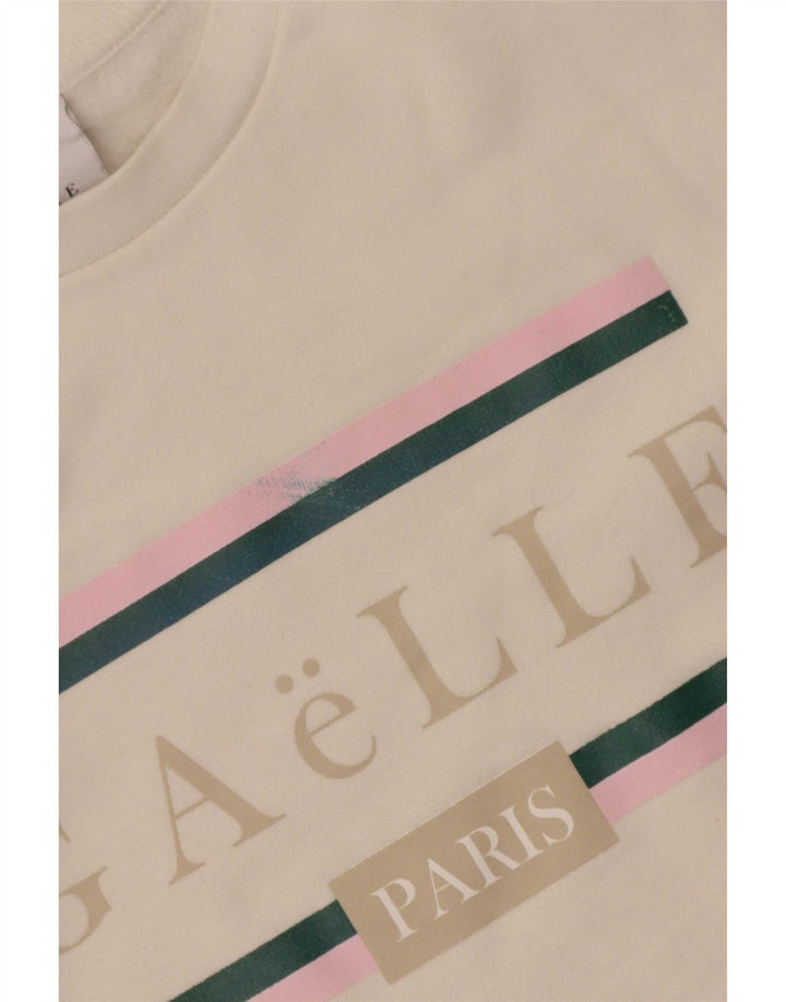 Gaelle - Sudadera gráfica para mujer, talla 40, tamaño mediano, algodón blanco
