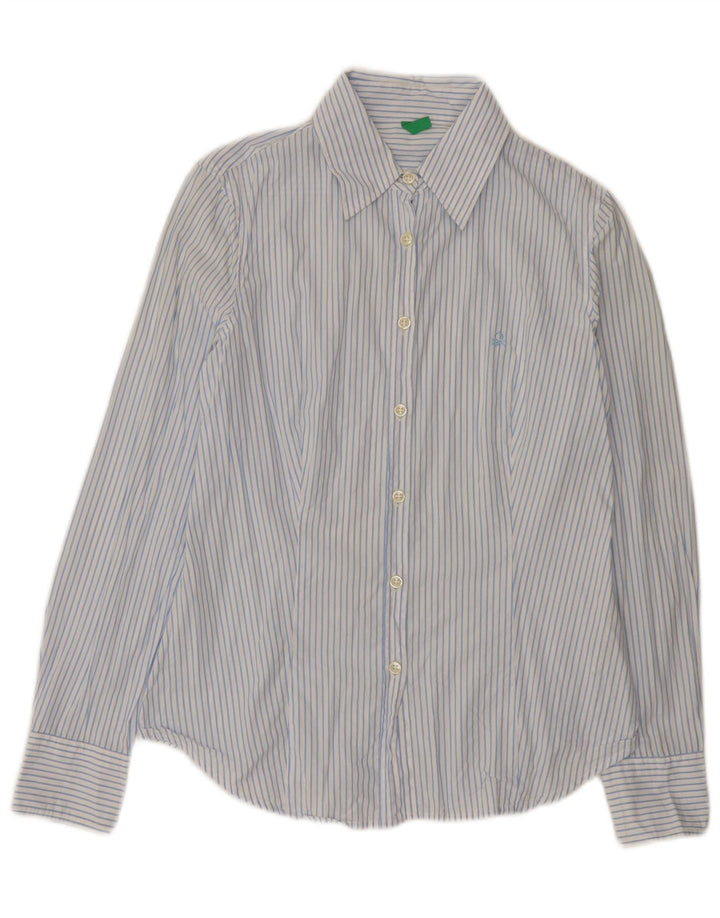 Camisa Benetton Mujer ES 42 Mediana Algodón A Rayas Blancas