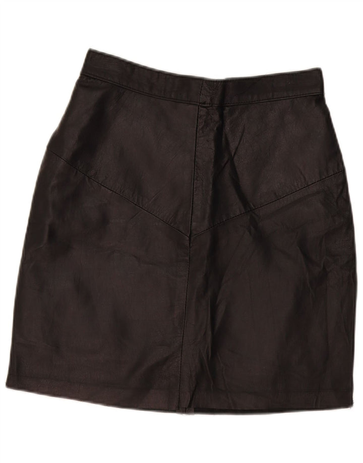 Falda de cuero vintage para mujer W28 Negro medio