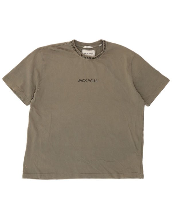 Jack Wills Camiseta de ajuste relajado para hombre Top de algodón caqui mediano