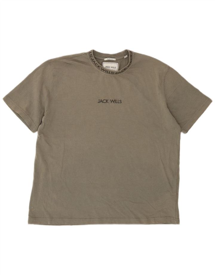 Jack Wills Camiseta de ajuste relajado para hombre Top de algodón caqui mediano