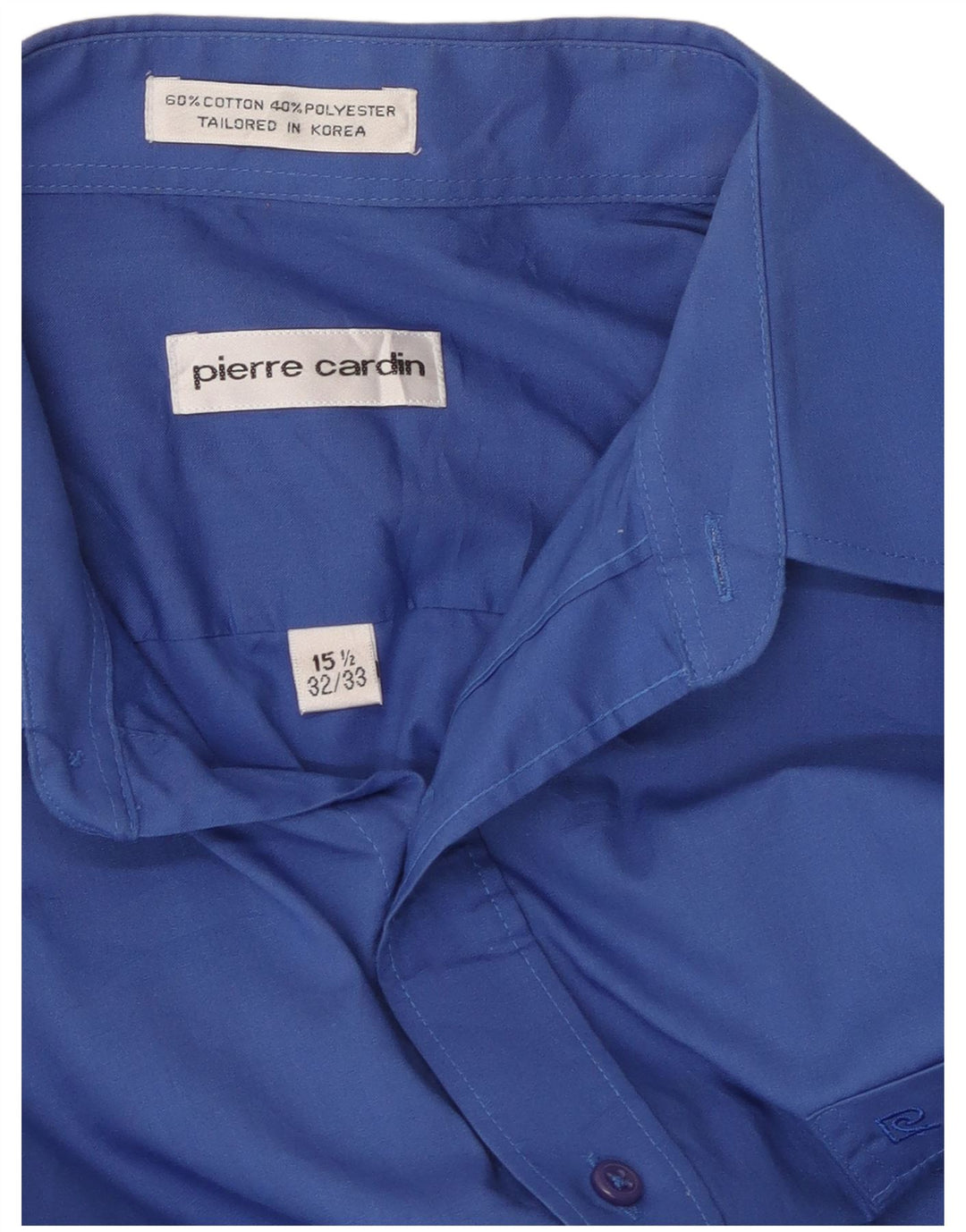 PIERRE CARDIN Camisa Hombre Talla 15 1/2 Algodón Azul Medio