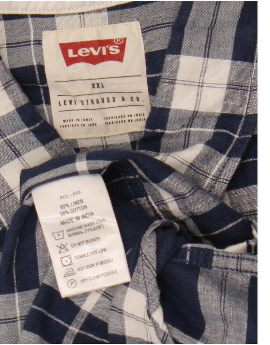 Camisa Levi's para hombre 2XL Lino a cuadros azules