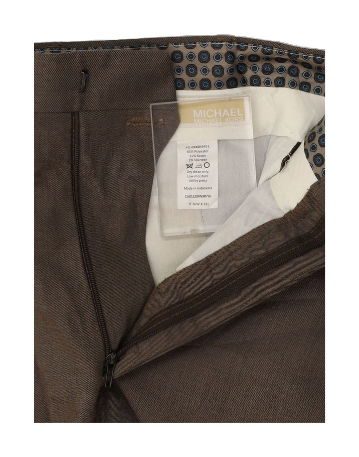 MICHAEL KORS Mens Straight Suit Trousers W36 L32 Brown Polyester Vintage Michael Kors and Second-Hand Michael Kors from Messina Hembry 