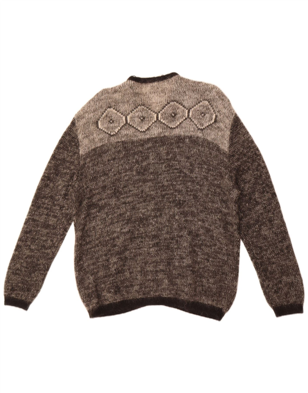 Vintage mujer oversized Cardigan suéter IT 48 XL Gris Fair Isle Mohair