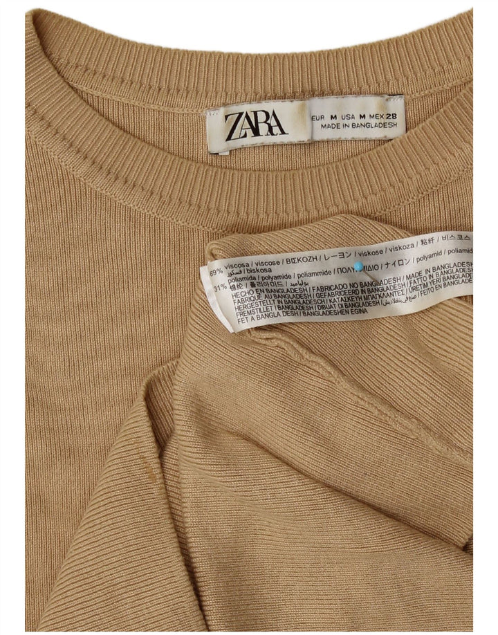 Zara Mujer Crop Vest Tank Top UK 40 Viscosa Marrón Medio