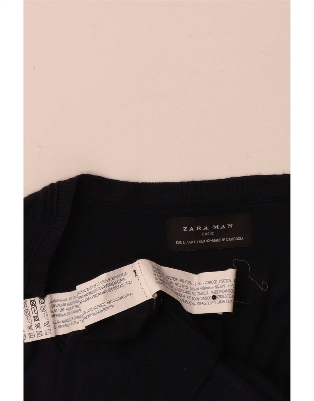 Zara Hombre Jersey Con Cuello De Pico Large Viscosa Azul Marino
