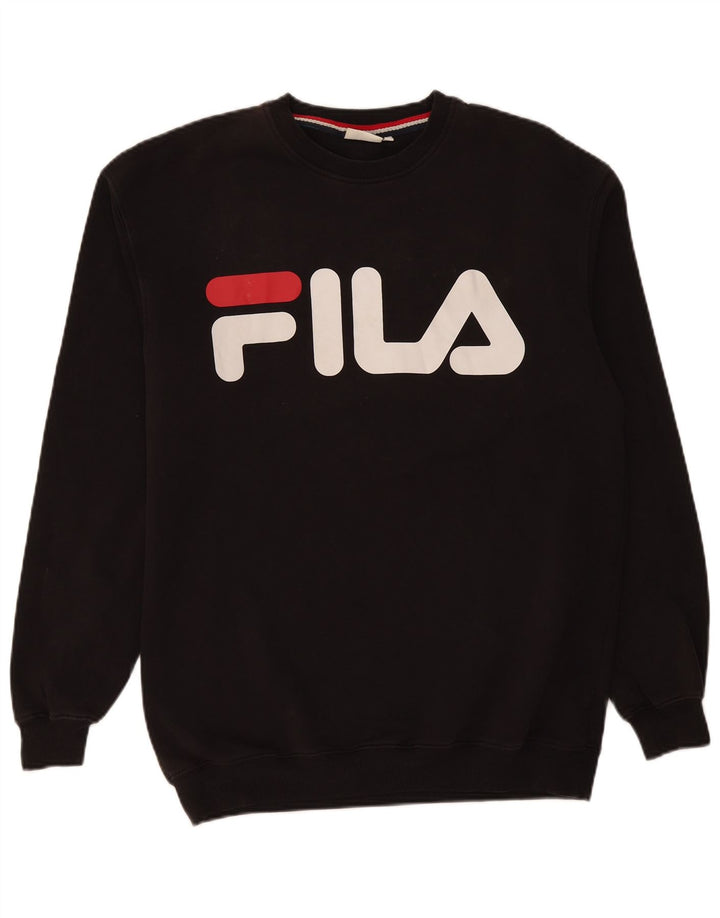 Fila Hombre Graphic Sudadera Jumper Medium Negro Algodón