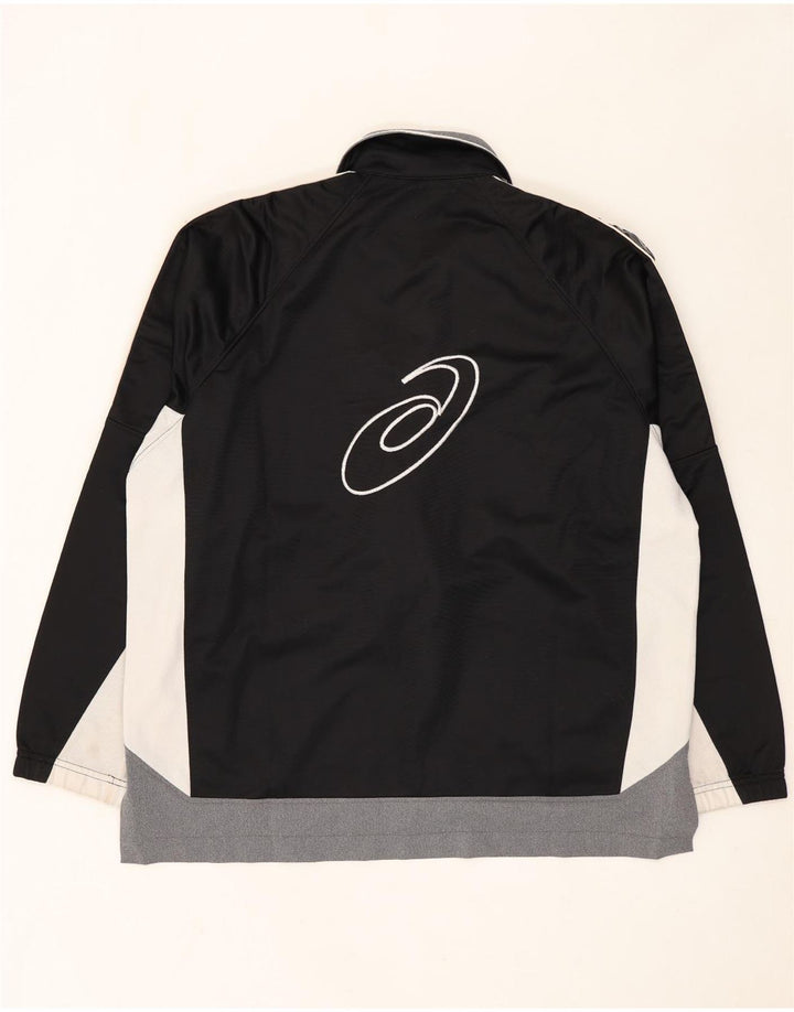 Asics Hombre Gráfico Chándal Top Chaqueta Grande Negro Colorblock