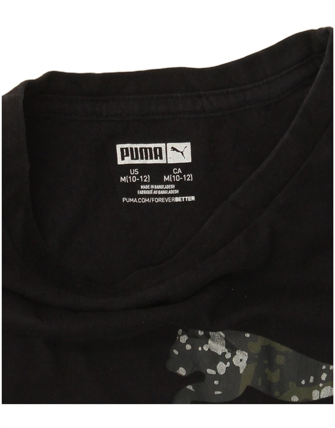 PUMA Camiseta gráfica para niña 10-11 años Mediana Negra