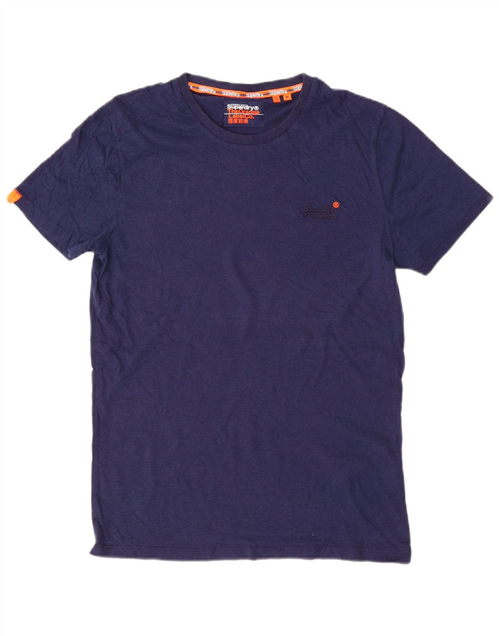 SUPERDRY Hombre Camiseta Top Medium Azul Marino Algodón