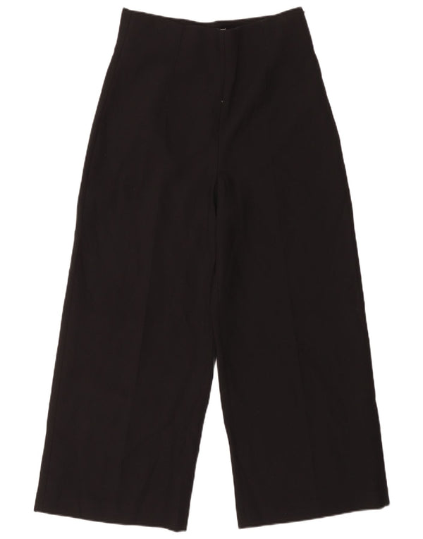 Zara Mujer Pantalones Casuales De Pierna Ancha Medianos W28 L25 Negro