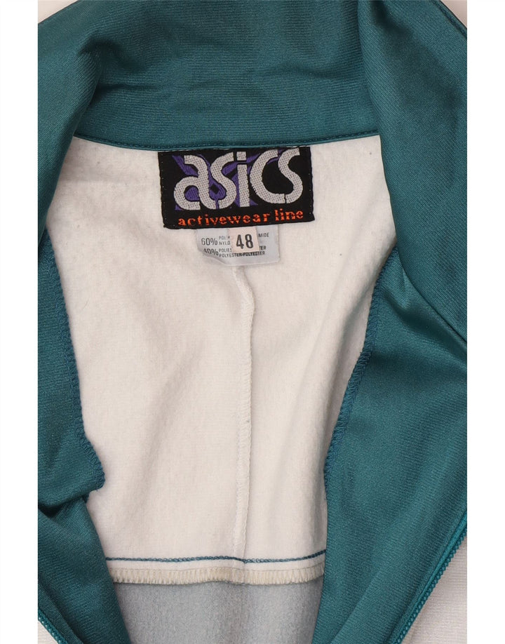 Asics Chaqueta superior de chándal con gráfico para hombre IT 48 Bloque de color verde medio