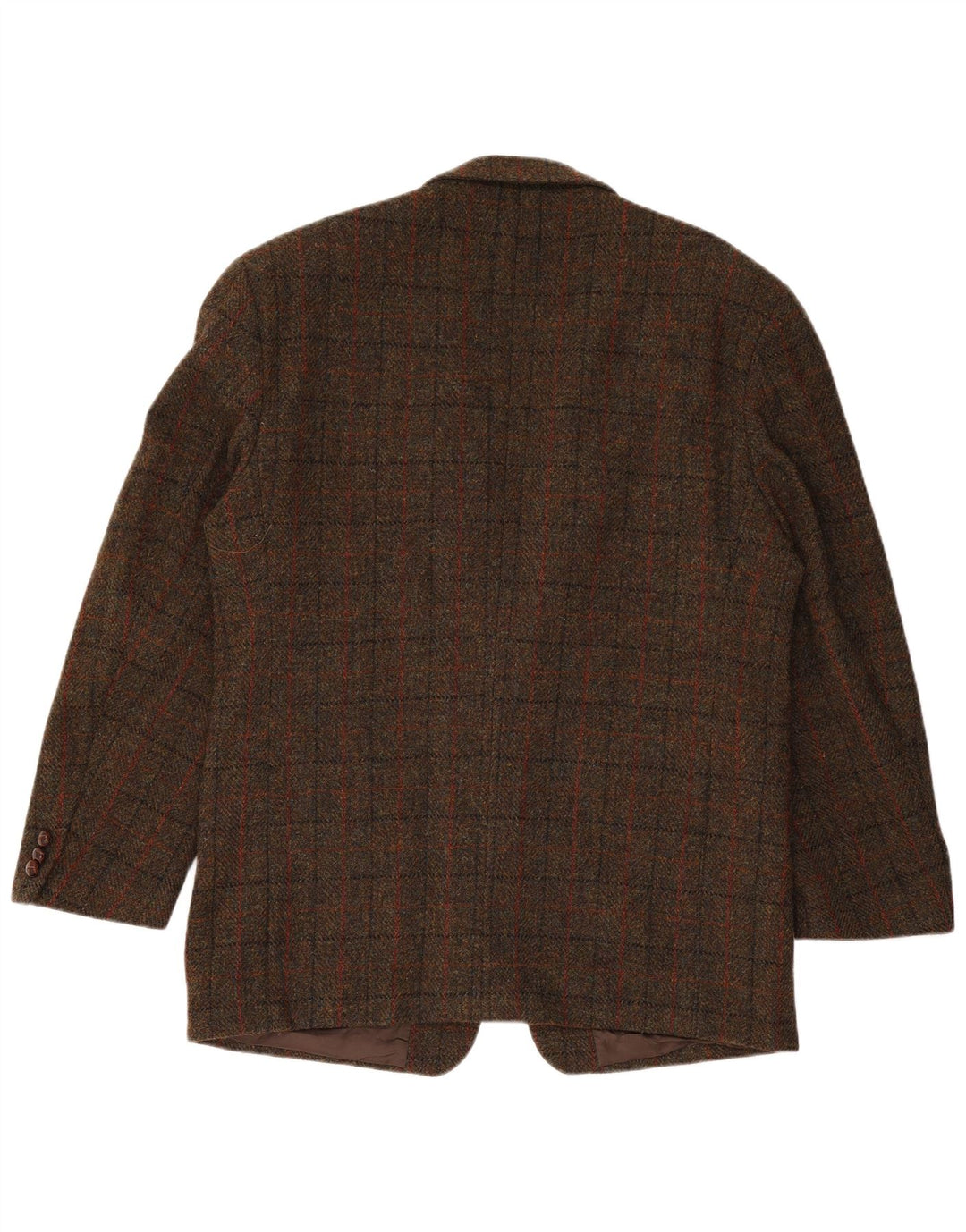HARRIS TWEED Chaqueta tipo blazer de 2 botones para hombre IT 54 2XL Marrón a cuadros Lana nueva