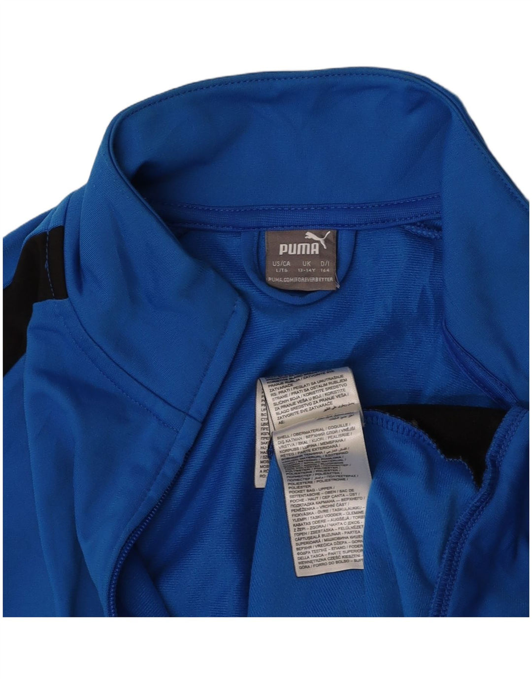PUMA Chaqueta de chándal con gráfico para niños 13-14 años, color azul