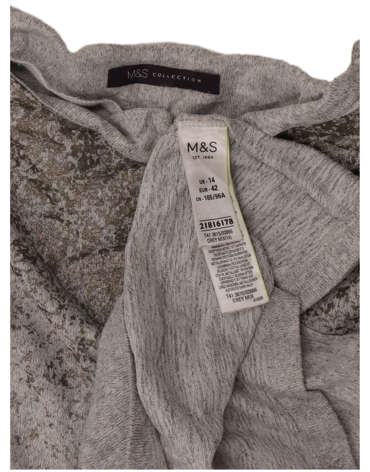 Marks & Spencer Blusa para mujer Top UK 44 Poliéster moteado gris medio
