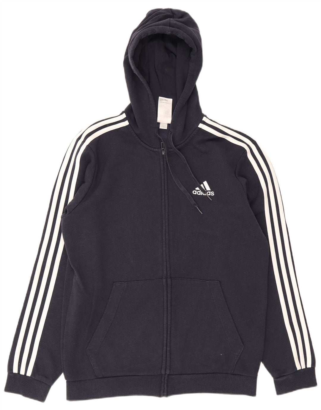 Adidas Hombre Zip Sudadera Con Capucha Suéter Medio Azul Marino Algodón