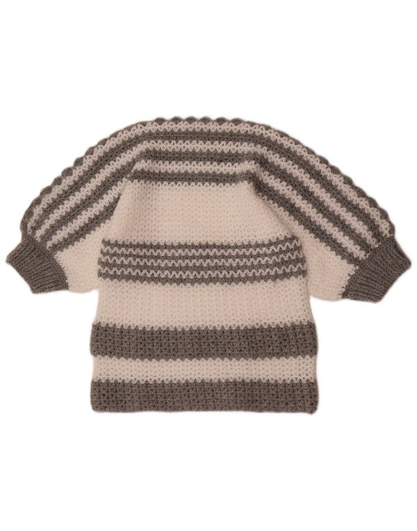 Vintage mujer barco cuello jersey suéter Reino Unido 10 pequeño gris colorblock