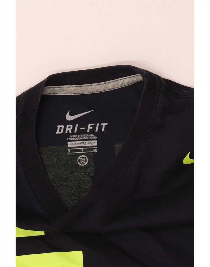 Nike Dri Fit Graphic Camiseta para hombre, talla pequeña, azul marino