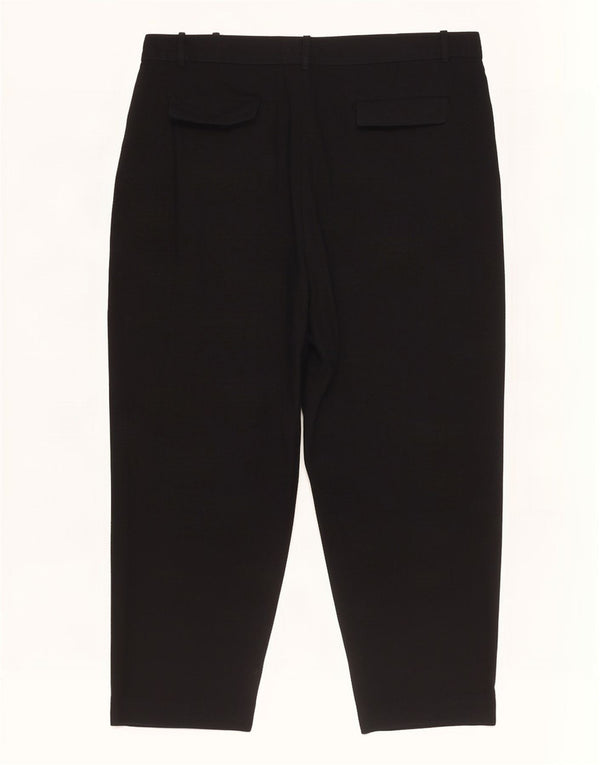 Zara Pantalones Capri Holgados De Cintura Alta para Mujer UK 18 XL W32 L24 Negro