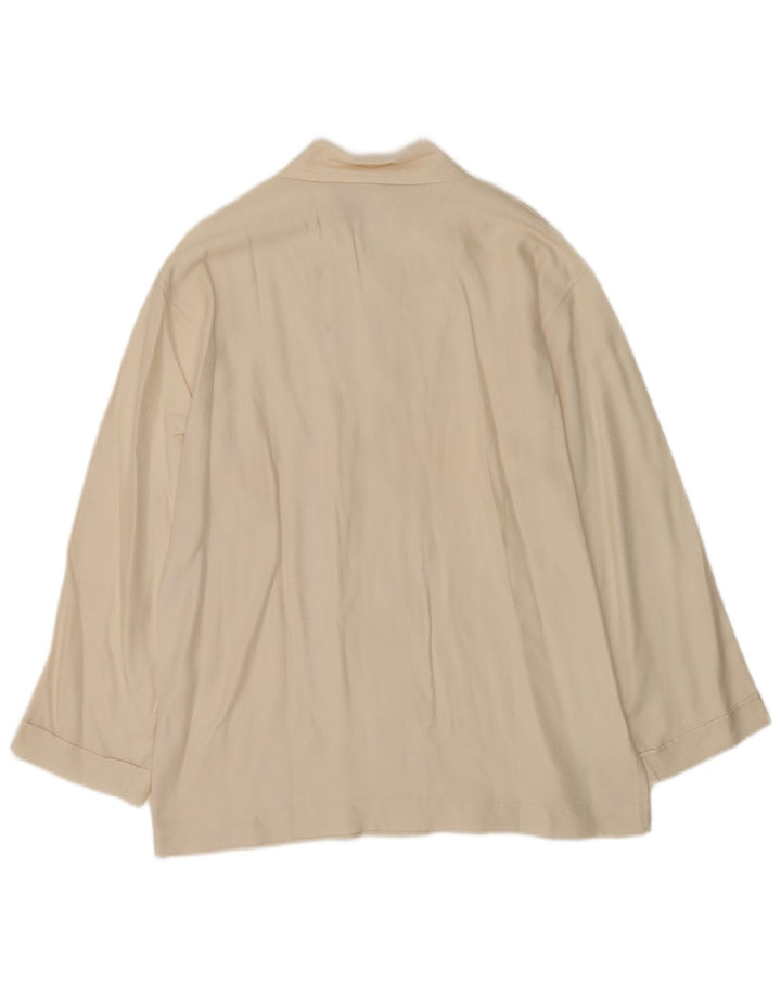 Vintage mujer camisa blusa IT 46 grande de seda blanca