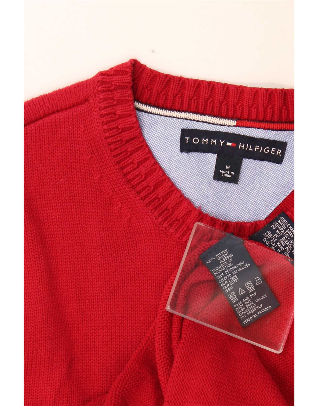 Tommy Hilfiger Jersey con cuello barco para hombre, color burdeos mediano
