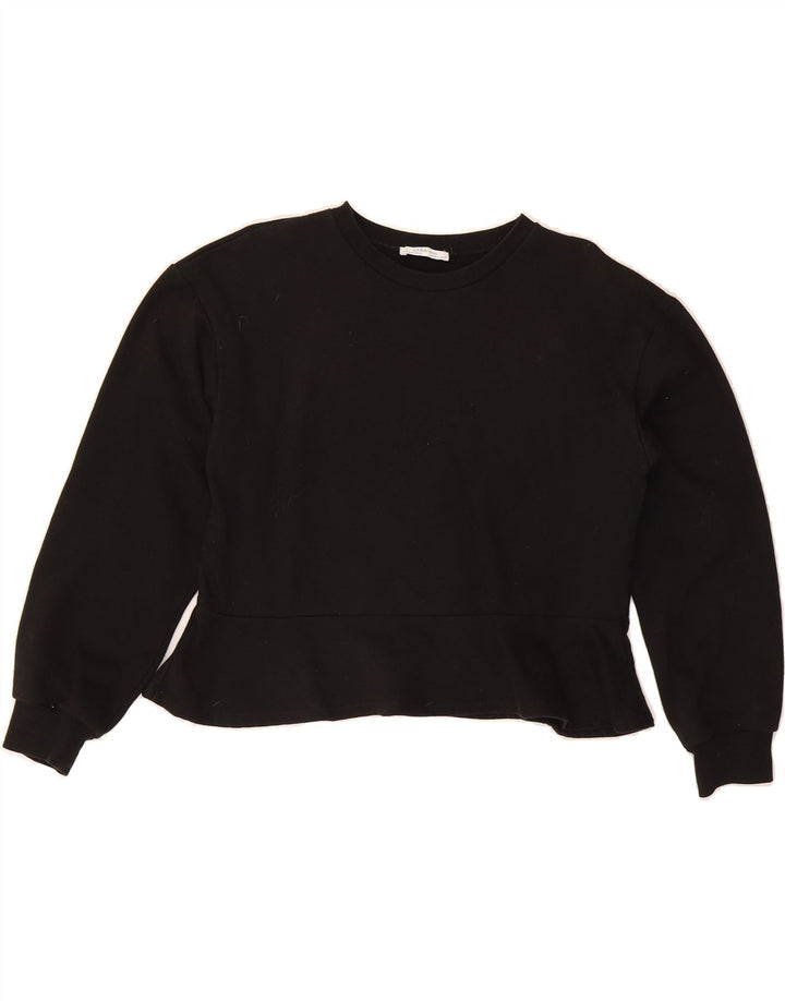 ZARA Womens Oversized Crop Sweatshirt Jumper UK 10 Small Black Vintage Zara and Second-Hand Zara from Messina Hembry 