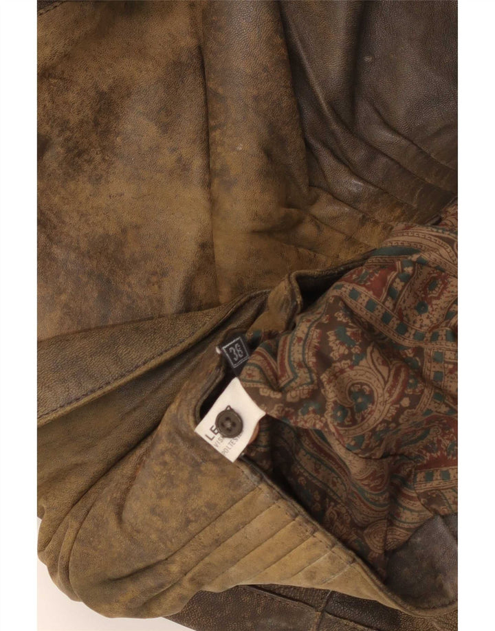 Chaqueta corta de cuero vintage para mujer EU 38 Marrón medio
